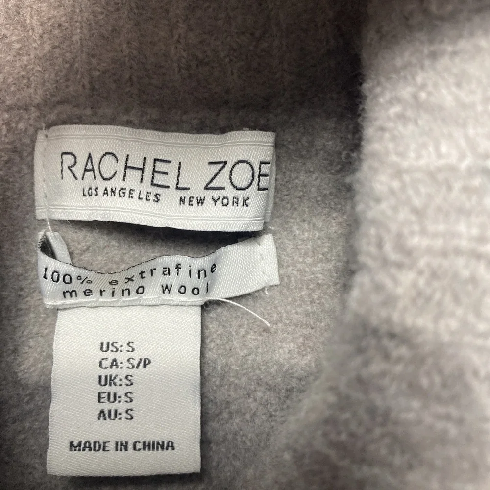 Rachel Zoe Women's Small Cropped Turtleneck Sweater 100% Extrafine Merino Wool